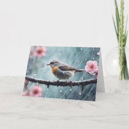Vogel in de regen sympathie kaart