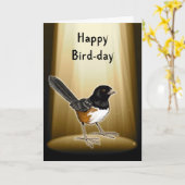 Vogel in de schijnwerpers, Happy Bird Day, woordsp Kaart (Gele Bloem)