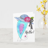 Vogel in een bloemenPet Hallo Wenskaart Kaart (Gele Bloem)