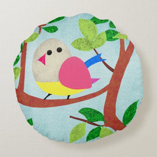 Vogel in een boom rond kussen (Achterkant)