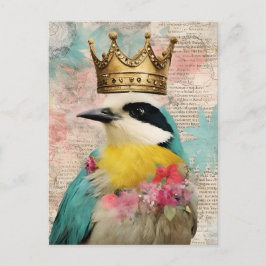 Vogel in een Crown Collage Briefkaart