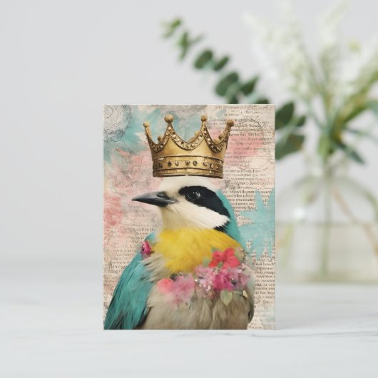 Vogel in een Crown Collage Briefkaart (Staand voorkant)