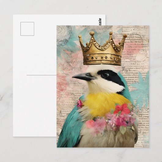 Vogel in een Crown Collage Briefkaart (Voorkant / Achterkant)