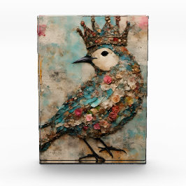 Vogel in een Crown Mixed Media Collage Fotoblokken