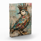 Vogel in een Crown Mixed Media Collage Fotoblokken (Links)