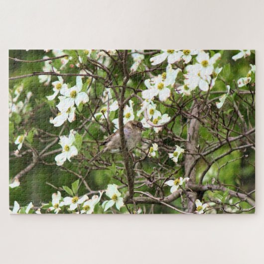 Vogel in een Dogwood-boom Legpuzzel (Horizontaal)