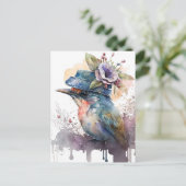 Vogel in een Fancy Petten Waterverf Briefkaart (Staand voorkant)