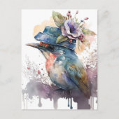Vogel in een Fancy Petten Waterverf Briefkaart (Voorkant)