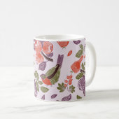 vogel in een fruittuin, naadloos patroon koffiemok (Voorkant rechts)