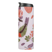 vogel in een fruittuin, naadloos patroon thermosbeker (Geroteerd rechts)