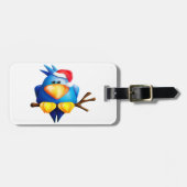 Vogel in een kerstmuts bagagelabel (Voorkant horizontaal)