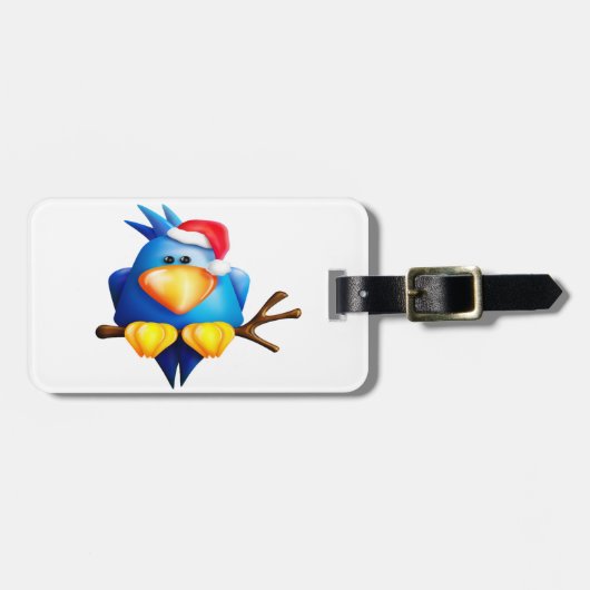 Vogel in een kerstmuts bagagelabel (Voorkant horizontaal)