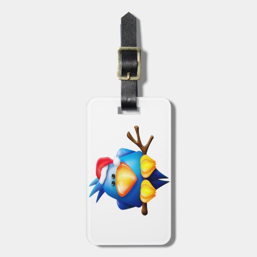Vogel in een kerstmuts bagagelabel (Voorkant verticaal)