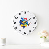 Vogel in een kerstmuts grote klok