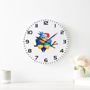 Vogel in een kerstmuts grote klok