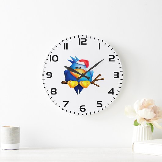 Vogel in een kerstmuts grote klok