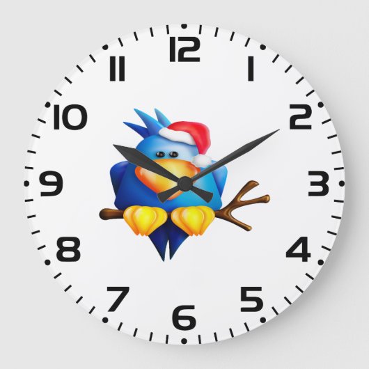 Vogel in een kerstmuts grote klok (Voorkant)