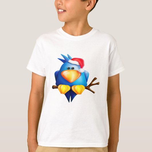 Vogel in een kerstmuts jongens t-shirt (Voorkant)