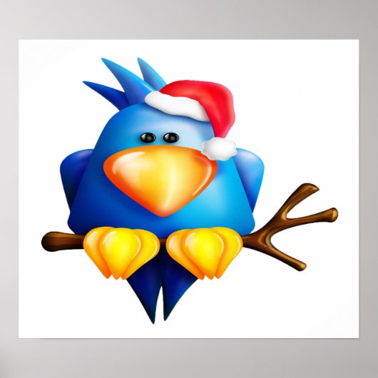 Vogel in een kerstmuts poster (Voorkant)