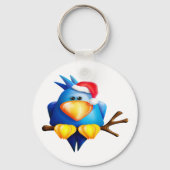 Vogel in een kerstmuts sleutelhanger (Voorkant)