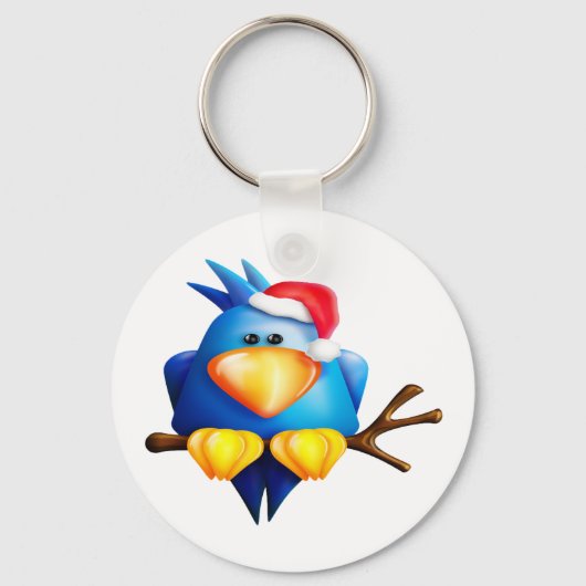 Vogel in een kerstmuts sleutelhanger (Achterkant)