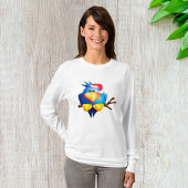 Vogel in een kerstmuts vrouwen lang Sleeve T-shirt