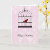 Vogel in een Kooi Kaart (Gele Bloem)