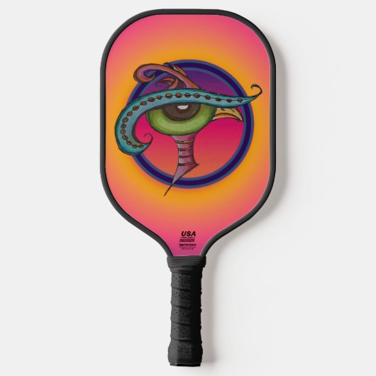 Vogel in een pet pickleball paddle (Achterkant)