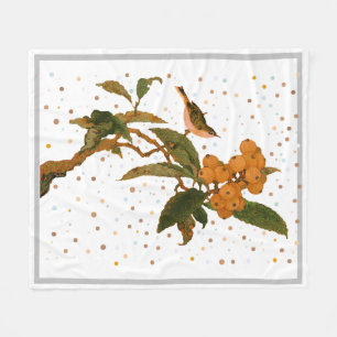 Vogel in een Sierkussen van fruitbomen Fleece Deken