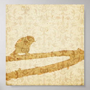 Vogel in een tak poster