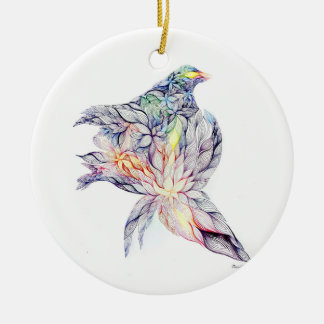 Vogel in haar nest keramisch ornament