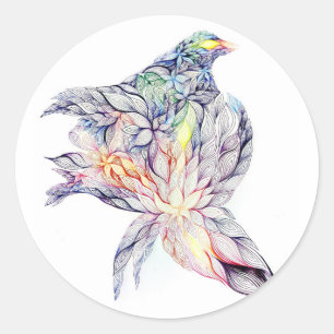 Vogel in haar nest ronde sticker
