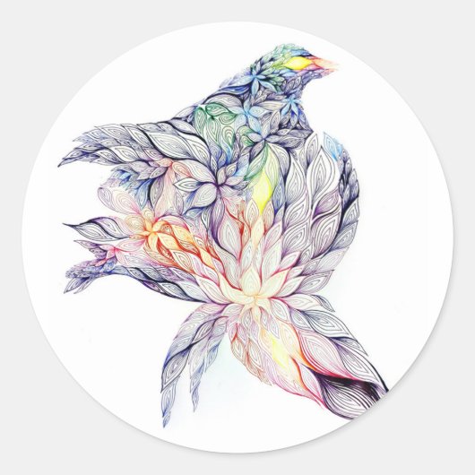 Vogel in haar nest ronde sticker (Voorkant)