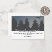 Vogel in het bos na begrafenis bedankt kaarten notitiekaartje (Voorkant / Achterkant in situ)