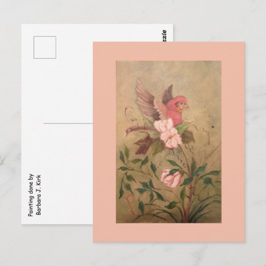 Vogel in het Briefkaart Flowers (Voorkant / Achterkant)