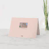 Vogel in het raam van het oude stenen gebouw notitiekaartje (Achterkant)