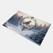Vogel in Kerst Ornament Deurmat (Schuin)