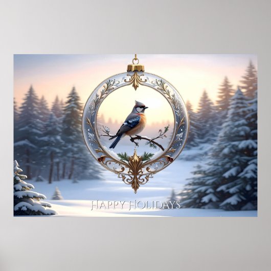 Vogel in Kerst Ornament Poster (Voorkant)