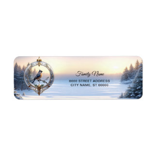 Vogel in Kerst Ornament Retouradres Etiket