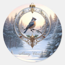Vogel in Kerst Ornament Stickers