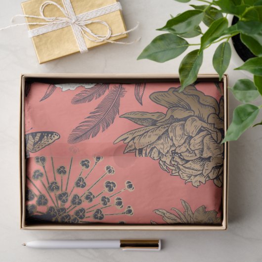 Vogel in koraalbloei tissuepapier (Geschenk)