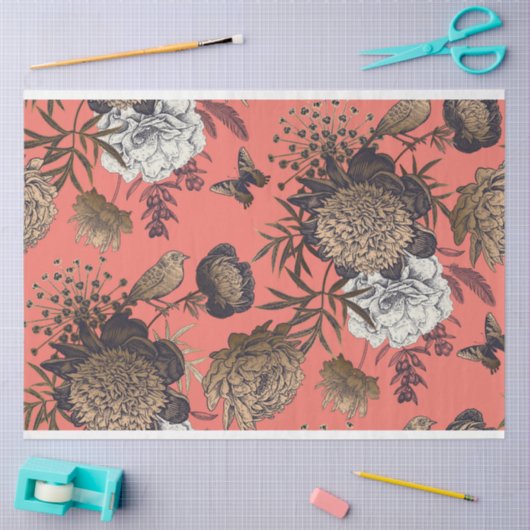 Vogel in koraalbloei tissuepapier (Craft)