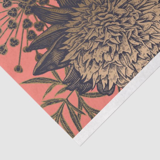 Vogel in koraalbloei tissuepapier (Detail)