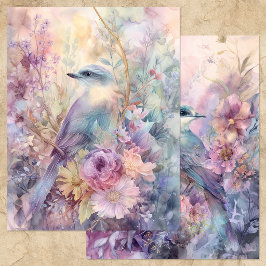 VOGEL IN LENTE BLOEMEN TUIIN SCHRAPBOOKPAPIER