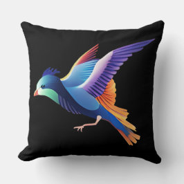 Vogel in Mid-flight op zwarte achtergrond Kussen