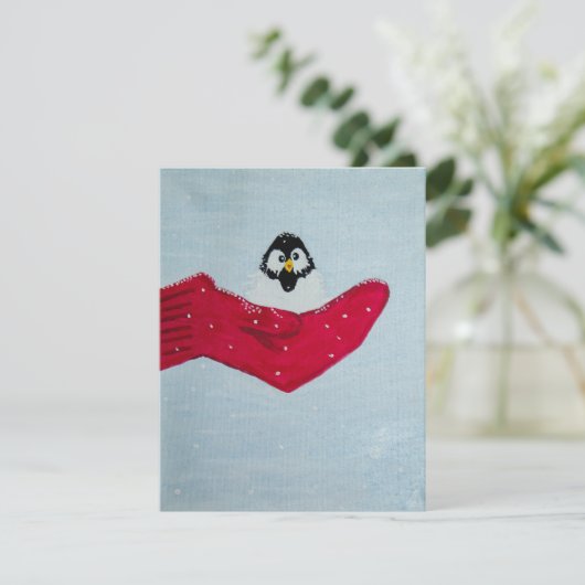 Vogel in Mitten Feestdagenkaart (Staand voorkant)