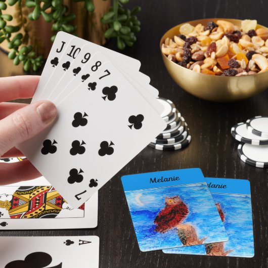 Vogel in Moonlight Owl - Gepersonaliseerd Pokerkaarten (Insitu)
