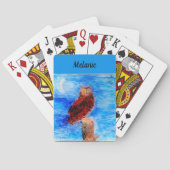 Vogel in Moonlight Owl - Gepersonaliseerd Pokerkaarten (Achterkant)