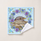 Vogel In Nest Bad Handdoek Set (Wasdoekje)