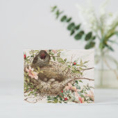 vogel in nestdierafdrukken briefkaart (Staand voorkant)